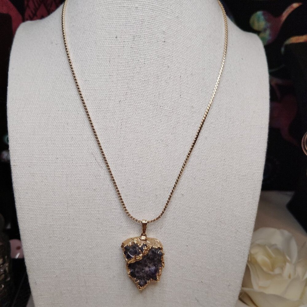 Vintage Amethyst Druzy Necklace on 12K Gold‑Filled Chain
